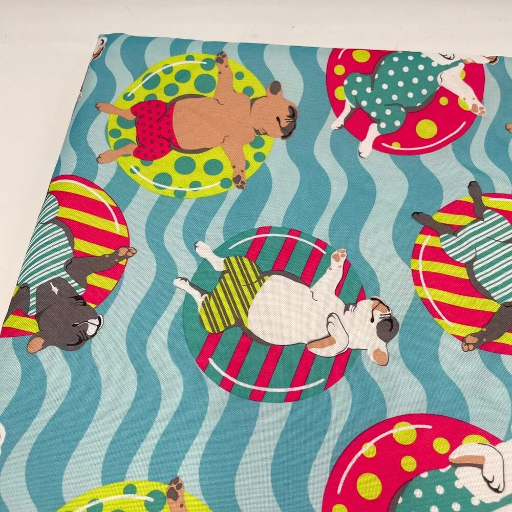 Max Studio Picnic Blanket Beach‎ Dog French Bulldogs Frenchie Float Outdoor Blue